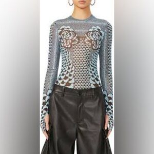 AFRM Kaylee Print Mesh Top SZ M